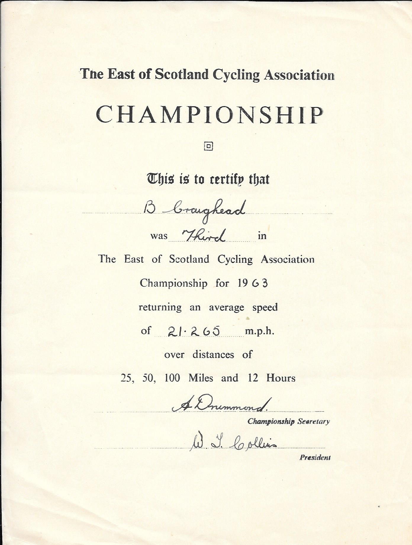 East of Scotland Cycling Association Championships 1963
