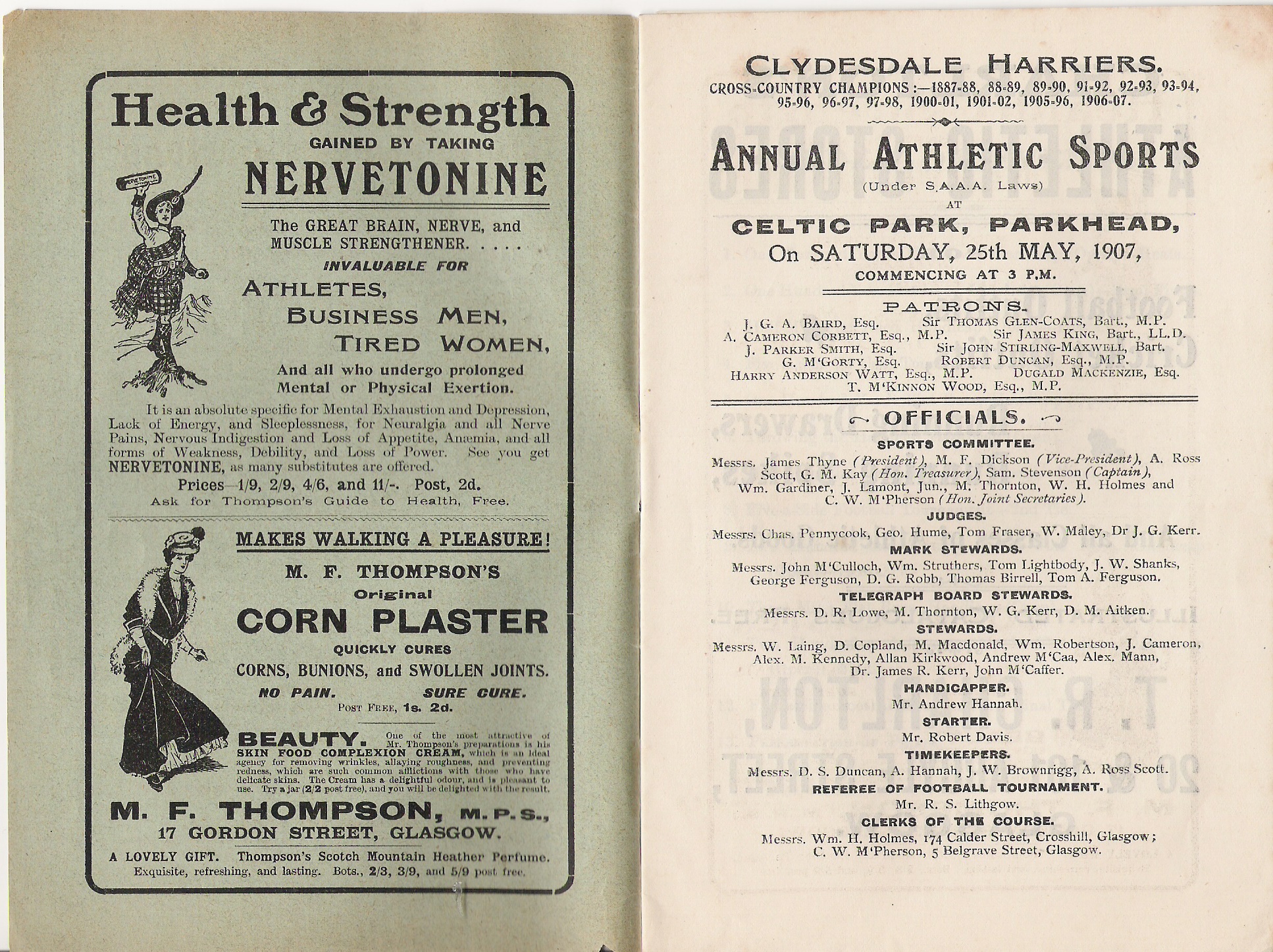 Celtic Sports programme, 1907