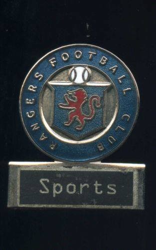 An official's badge from the Rangers Sports - not a cardboard or paper one, but a permanent metal one