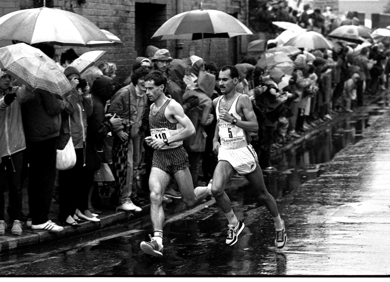 Glasgow marathon 1985 Dave Lowes (1st) & Ossie Arif