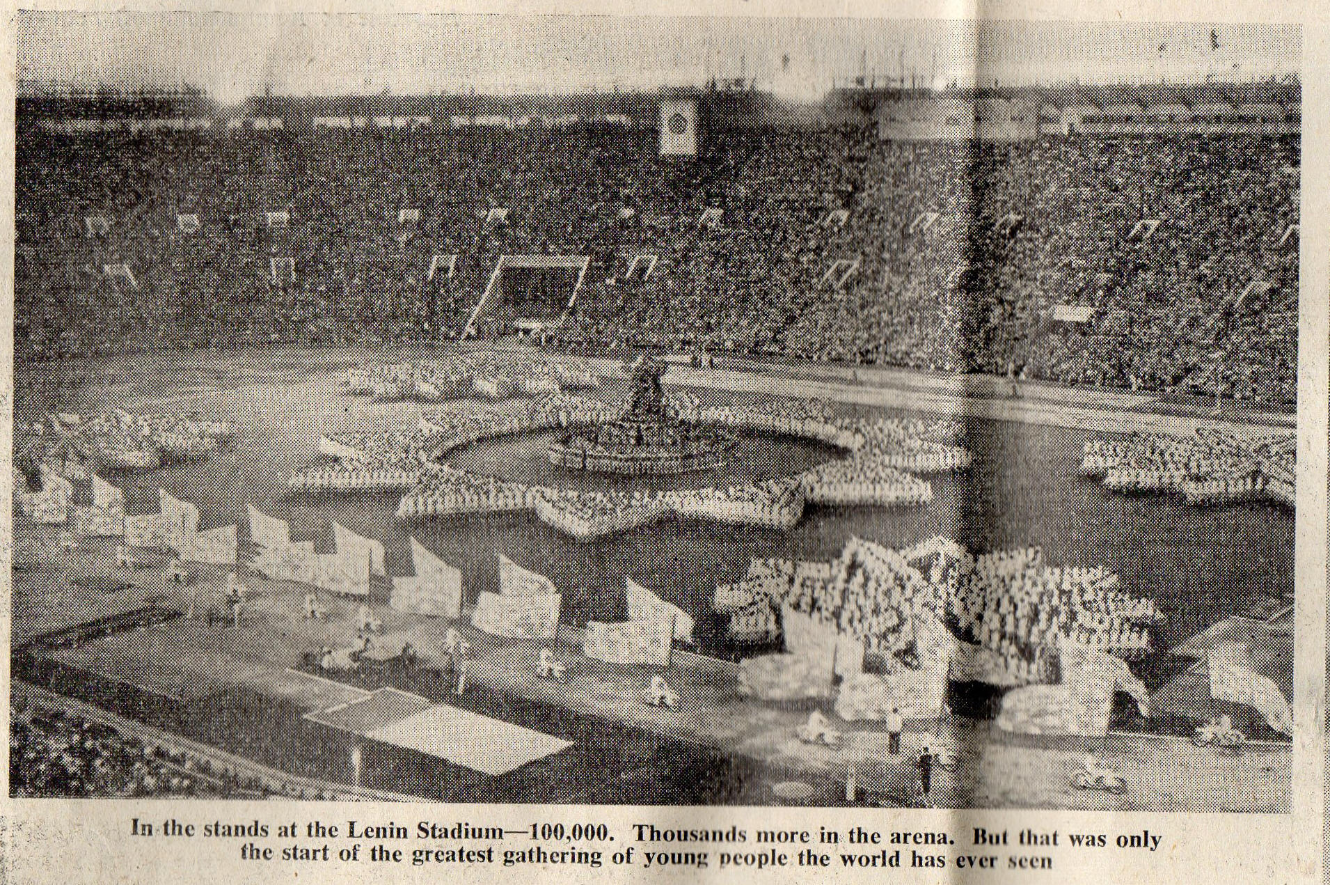 The opening ceremony in the Lenin Stadium