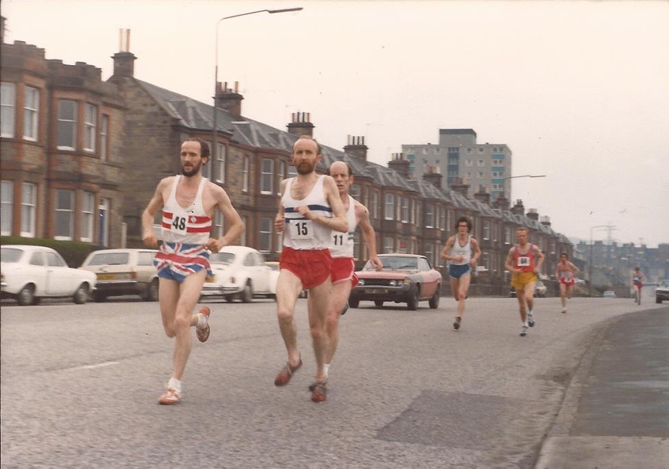 Shortly after the start: Graham Laing, Martin Craven and Sandy Cameron